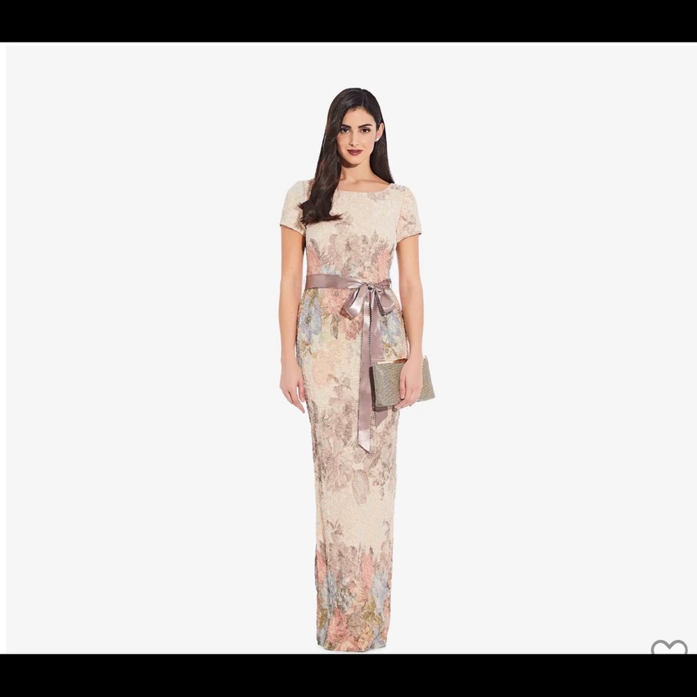 Adrianna Lapelle Matelasse Column Gown